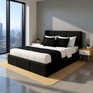 Čalouněná postel s úložným prostorem VELORA 160x200 velvet černý