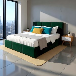 Čalouněná postel s úložným prostorem VELORA 140x200 velvet zelený