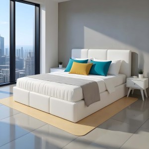 Čalouněná postel s úložným prostorem VELORA 120x200 bílá ekokůže