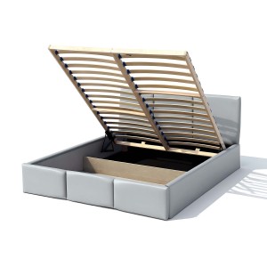 Čalouněná postel s úložným prostorem VELORA 120x200 bílá ekokůže