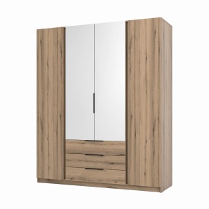 Šatní skříň do předsíně čtyřdveřová se zrcadlem a zásuvkami Dravero EV/EV 2F 2L 3S