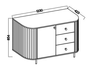 Komoda do obývacího pokoje se třemi zásuvkami Flana 813 1F3S Béžová