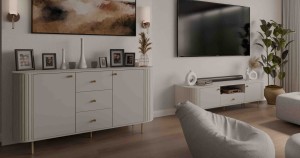 Komoda do obývacího pokoje se třemi zásuvkami Flana 823 2F3S Béžová
