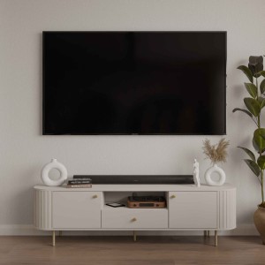 TV stolek se dvěma dvířky do obývacího pokoje Flana 321 2F1S Béžová