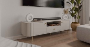 TV stolek se dvěma dvířky do obývacího pokoje Flana 321 2F1S Béžová