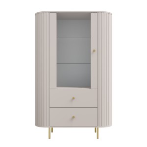 Vitrína do obývacího pokoje se skleněnými dvířky Flana 112 1F2S Béžová