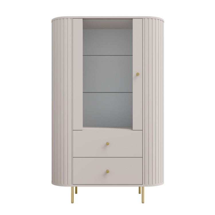 Vitrína do obývacího pokoje se skleněnými dvířky Flana 112 1F2S Béžová