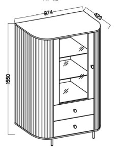 Vitrína do obývacího pokoje se skleněnými dvířky Flana 112 1F2S Béžová