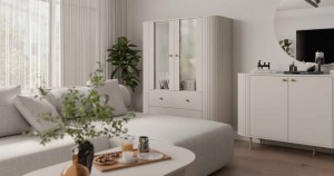 Vitrína do obývacího pokoje se skleněnými dvířky Flana 122 2F2S Béžová