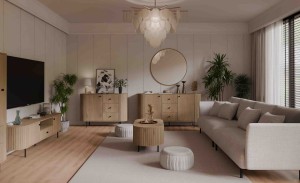 Komoda do obývacího pokoje se třemi zásuvkami Flana 823 2F3S Dub Cremona