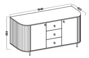 Komoda do obývacího pokoje se třemi zásuvkami Flana 823 2F3S Dub Cremona