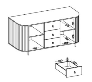 Komoda do obývacího pokoje se třemi zásuvkami Flana 823 2F3S Dub Cremona