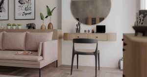 Závěsný toaletní stolek se zásuvkami do ložnice Flana 202 2S Dub Cremona