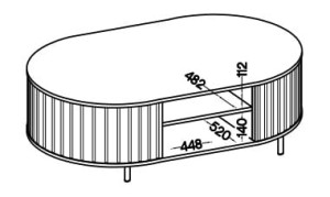 Konferenční stolek s drážkovanými boky do obývacího pokoje Flana 200 Dub Cremona