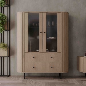 Vitrína do obývacího pokoje se skleněnými dvířky Flana 122 2F2S Dub Cremona