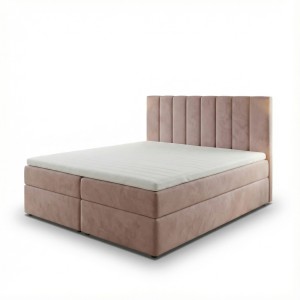 Kontinentální postel 140x200 SONNO BELLO pudrově růžová 2 úložné prostory