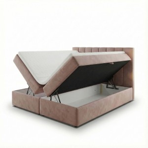 Kontinentální postel 140x200 SONNO BELLO pudrově růžová 2 úložné prostory