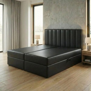 Kontinentální postel 160x200 SONNO BELLO 2 černá eko kůže 2 úložné prostory