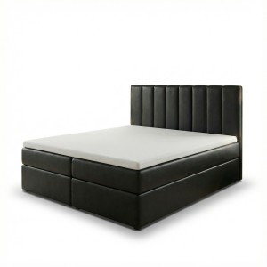 Kontinentální postel 160x200 SONNO BELLO 2 černá eko kůže 2 úložné prostory