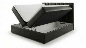 Kontinentální postel 160x200 SONNO BELLO 2 černá eko kůže 2 úložné prostory