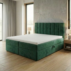Kontinentální postel 160x200 SONNO BELLO lahvově zelená 2 úložné prostory