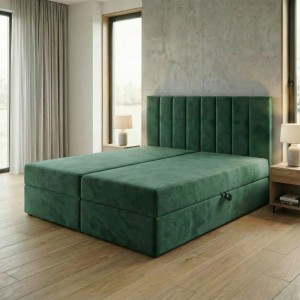 Kontinentální postel 160x200 SONNO BELLO lahvově zelená 2 úložné prostory