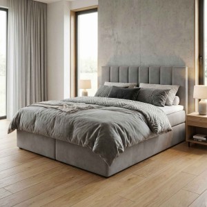 Kontinentální postel 160x200 SONNO BELLO 2 úložné prostory 2 matrace bonell šedá