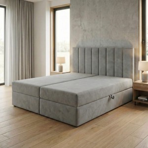 Kontinentální postel 160x200 SONNO BELLO 2 úložné prostory 2 matrace bonell šedá