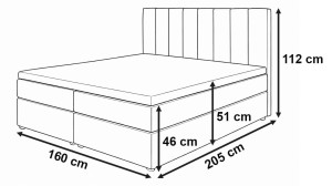 Kontinentální postel 160x200 SONNO BELLO 2 úložné prostory 2 matrace bonell šedá