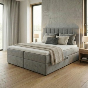 Kontinentální postel 180x200 SONNO BELLO šedá 2 úložné prostory