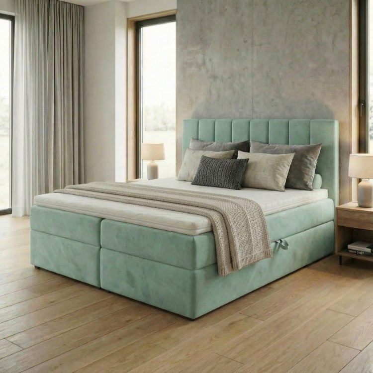 Kontinentální postel 180x200 SONNO BELLO mátová 2 úložné prostory