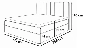 Kontinentální postel 140x200 SONNO BELLO černá 2 úložné prostory