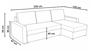 Moderní rohová sedací souprava s funkcí spaní do obývacího pokoje NIRVANA manšestr modrá