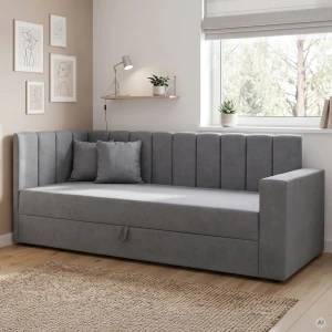 Jednolůžková válenda s úložným prostorem Sovaro PRO 80x200 Šedá