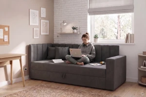 Jednolůžková válenda s úložným prostorem Sovaro PRO 80x200 Šedá