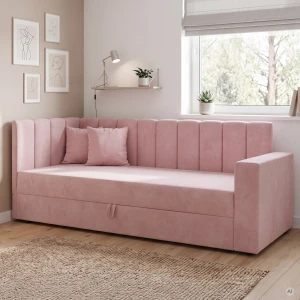Jednolůžková válenda s úložným prostorem Sovaro PRO 90x200 Růžová