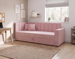 Jednolůžková válenda s úložným prostorem Sovaro PRO 90x200 Růžová