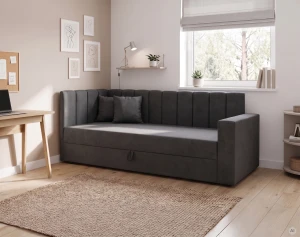 Jednolůžková válenda s úložným prostorem a pružinami Sovaro PRO PLUS 80x200 Grafitová
