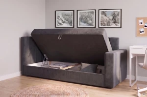Jednolůžková válenda s úložným prostorem a pružinami Sovaro PRO PLUS 80x200 Grafitová