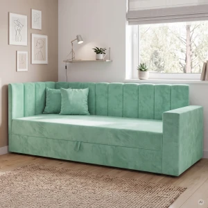 Jednolůžková válenda s úložným prostorem a pružinami Sovaro PRO PLUS 80x200 Mátová