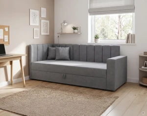 Jednolůžková válenda s úložným prostorem a pružinami Sovaro PRO PLUS 90x200 Šedá