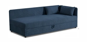 Čalouněná jednolůžková postel s úložným prostorem Hirek 90x200 Manšestr Tmavě modrá