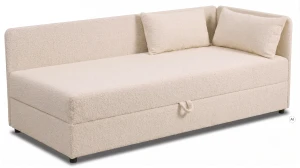 Jednolůžková válenda s úložným prostorem Hirek 80x180 bouclé beránek krémová