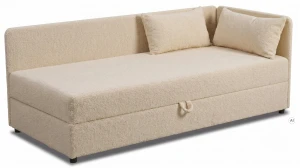 Jednolůžková válenda s úložným prostorem Hirek 80x200 bouclé beránek béžová