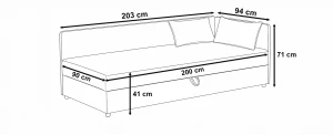 Jednolůžková válenda s úložným prostorem Hirek 90x200 bouclé beránek šedá