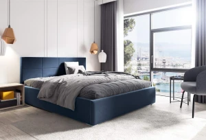 Čalouněná postel s matrací Katia 160x200 námořnická modrá Kovový rám