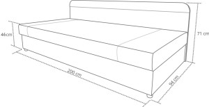 Čalouněná postel s boxem 90x200 Sida PLUS šedý