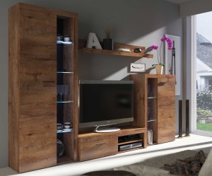 Knihovna s vitrínou Rumba DL01 Dub Lefkas