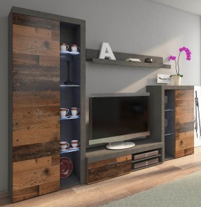 Knihovna s vitrínou Rumba OLDMAT01 Old Style/Matera