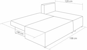 Rozkládací pohovka Ecco levá Graphite